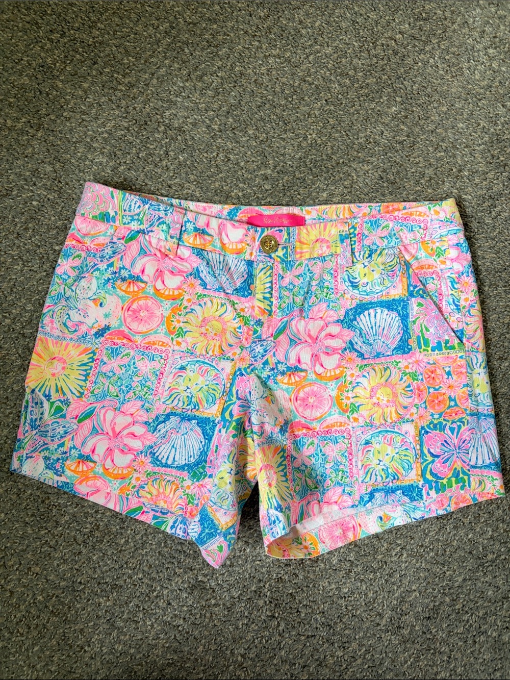 Lilly Pulitzer Tropical Patchwork Floral Shorts Like New